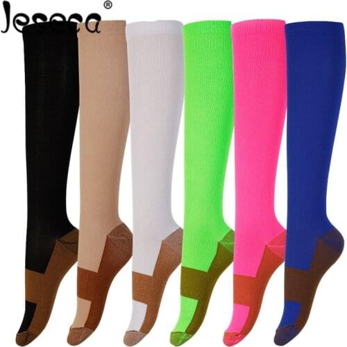 Casual Unisex Copper Compression Socks Women Men Anti Fatigue Pain Relief Knee High Stockings Male Female Soft Over the Knee Sox