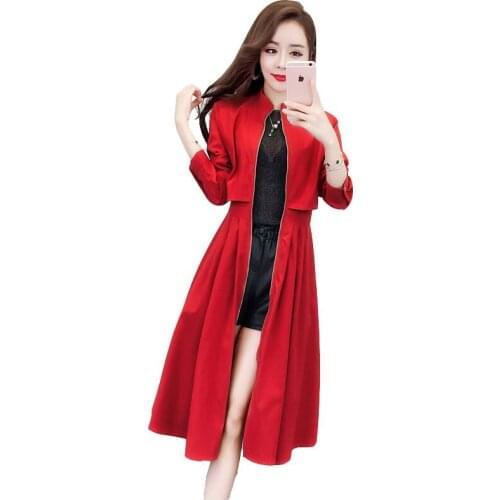 2020 new spring summer trench coat for women fashion waist slim slimming wild medium long windbreaker coat popular womens tide