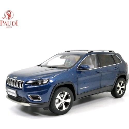 1:18 Scale New Jeep Cherokee 2019 Blue Static Simulation Diecast Miniature Metal Alloy Model Car Gifts Collections Doors Open