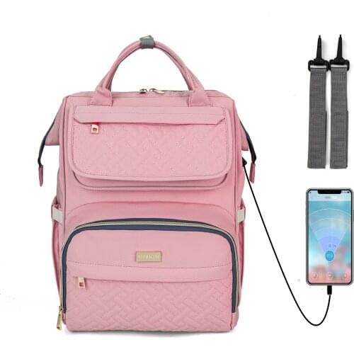 2021 Autumn Winter New Lequeen USB Mommy Bag Stroller Hanging Storage Backpack Organizer Nappy Bag Maternity Bag For Baby Stuff