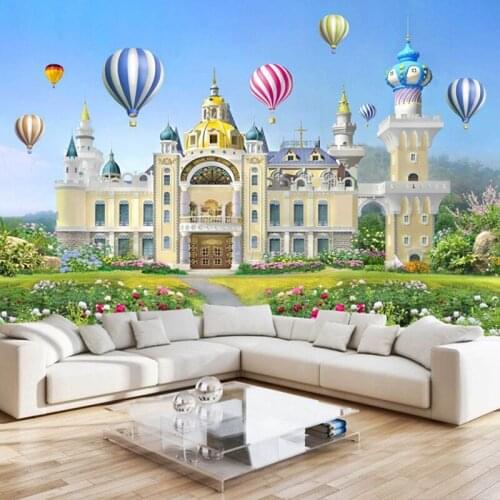 Custom Photo Wallpaper 3D Mural Beautiful Girl Little Princess Dream Castle 3D Background Wall Childrens wallpaper for bedroom