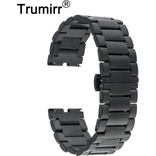 Stainless Steel Watchband for Motorola Moto 360 1 1st Gen 2014 22mm Butterfly Buckle Watch Band Bracelet Strap Black Gold Silver