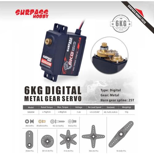 SURPASS Hobby S0600M Metal Gear 6KG Servo For RC Airplane Robot 1/10 RC Monster Car Boat Duct Plane
