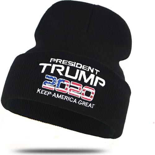 US president election trump supportors beanies cotton soft black caps TRUMP 2020 slogan KEEP AMERICA GREAT knitted hat winter