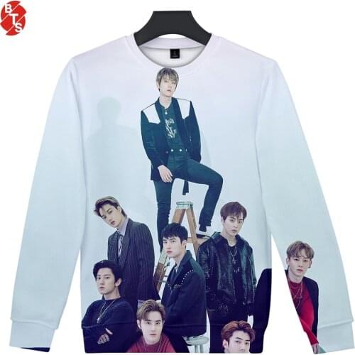 Kpop Bang Store EXO Love Shot 3D Printed O-Neck Sweatshirts Women/Men Fashion Long Sleeve Sweatshirts 2019 Hot Sale Casual Wear