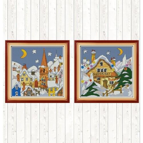 Street Snow Embroidery Handmade Needlework Package DMC Floss Kits Cross Stitch Kits 11CT 14CT Cross Stitch Set Wall Home Decor