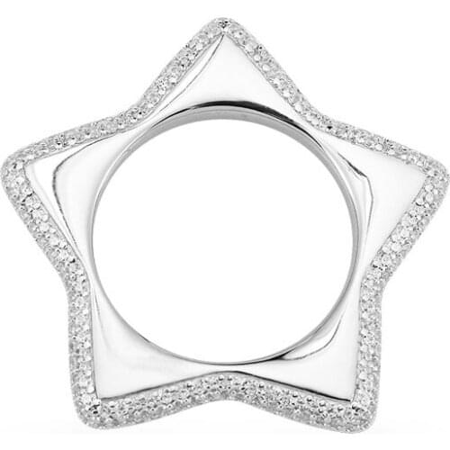 SLJELY High Quality Fashion Real 925 Sterling Silver White Star Finger Ring Micro Cubic Zirconia Women Luxury Brand Fine Jewelry