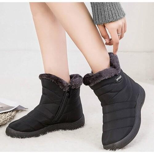 Winter women boots 2021 fashion waterproof snow boots winter shoes woman casual lightweight zip warm plush fur ankle boots