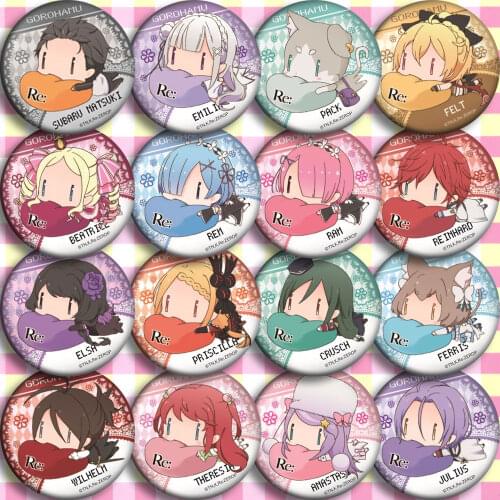 Badges 58 mm Re Zero Emilia Action Figure Re Life a Different World Sleeping Ver Acrylic Badge Badge Brooch Nice Deco