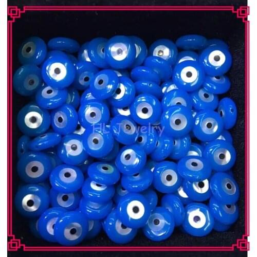 100PCS/Lot Wholesale Price 8MM Blue Blue Eye Round Shell MOP Beads For DIY Jewelry