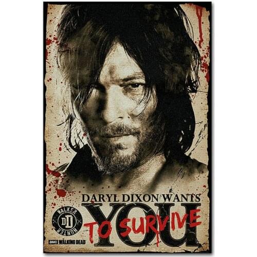 110 The Walking Dead Daryl Dixon Wants You Wall Silk Cloth Poster Art Decoration Gift