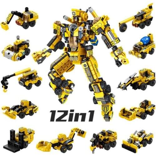 12in1 Transformation Building Blocks Set Truck Car Toys Kids Robot Bricks Educational Toys Mini engineering vehicle