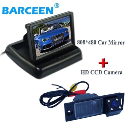 4 LED lights car rear reversing camera hd ccd image sensor +4.3" foldable car parking monitor adapt for Hyundai IX35 2014
