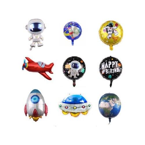 5pcs astronaut rocket plane space universe series theme combination set Baby Boys Favors birthday party decorations balloons Set