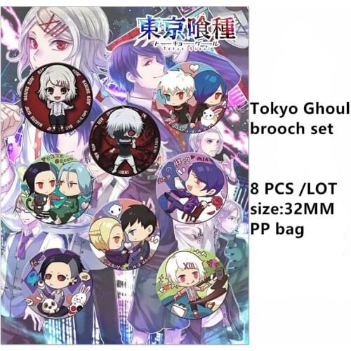 8 PCS/LOT Tokyo Ghoul Cells at Work! Black Butler Kuroshitsuji DATE A LIVE Brooch Badge Toy Model Doll Cosplay Pins 32MM