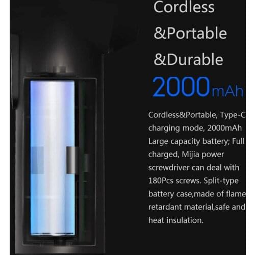 Cordless Rechargeable 2000mAh Electric Screwdriver w/ 12Pcs S2 Screw Bits