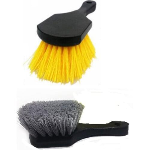 Car Beauty Hub Brush Short Handle Tire Cleaning Brush Car Wheel Rim Cleaning Tools Handheld Hard Nylon Bristlets Rim Brush
