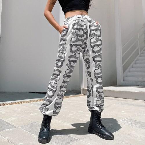 2021 Summer Pants Fashion Street Clothing Black and White Plaid Print Loose Elastic High Waist Corset Casual Pants Harem Pants