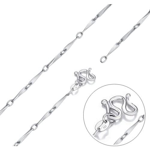 Utimtree 1MM Top Quality 925 sterling silver Chain Necklaces Jewelry for Pendants Necklace Accessory Women Statement Necklace
