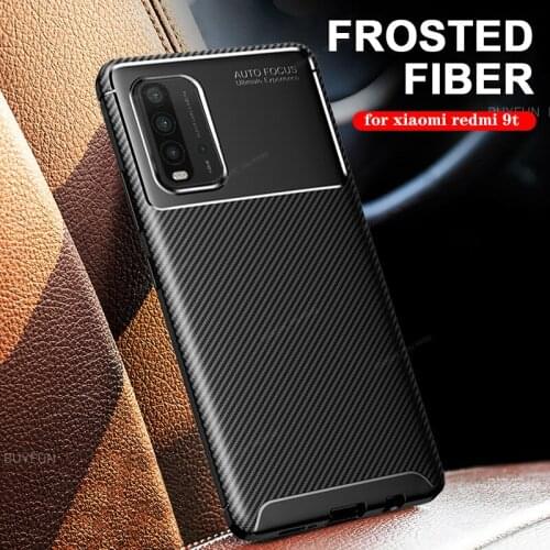 Carbon fiber texture phone case for xiaomi redmi 9t 9 t nfc redmi9t redmy 9t t9 6.53'' 2021 soft silicon shockproof coque