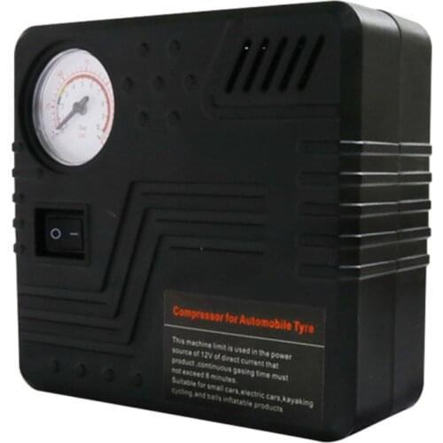 DC 12V 19 Cylinders 120W Air Compressor Pump Portable Electric Tire Inflator with Pressure Gauge (Black)