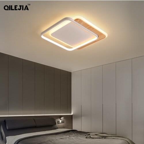 Nordic Wooden Led Chandeliers Lights For Bedroom Study Living Room Creative Home Deco Lighting Round And Square Ultra-thin Lamp