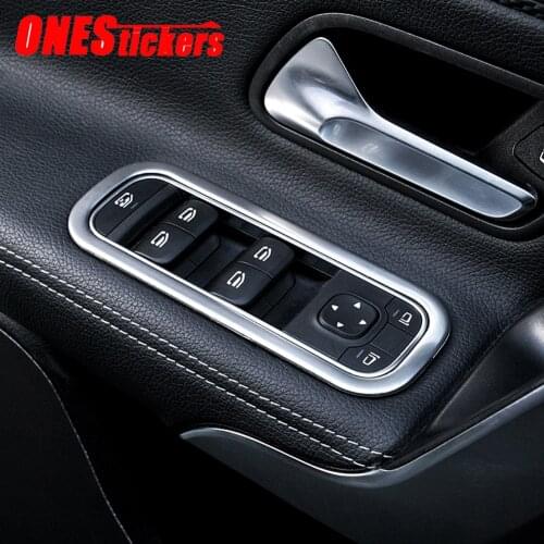 For Mercedes Benz A CLA Class AMG W177 V177 C118 W118 2019-2021+ Stainless Steel Car Window Glass Lift Button Cover Trim Frame