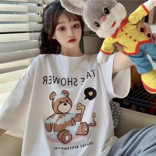 Anime Printed T-Shirt Women Short-Sleeved Tops 2021 Korean Version Of The Summer Harajuku Style Loose Student Short-Sleeved T-Sh