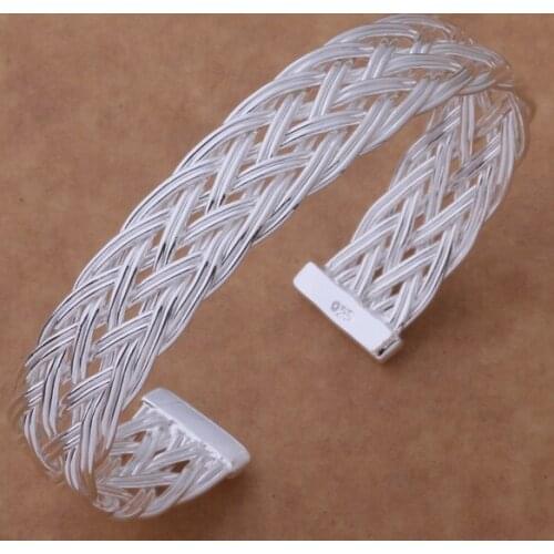 SZ-AB011 Hot Selling Silver Color Gift Women Lady Nice High Quality Fashion Jewelry Trumpet Woven Bracelets Bangles for Women