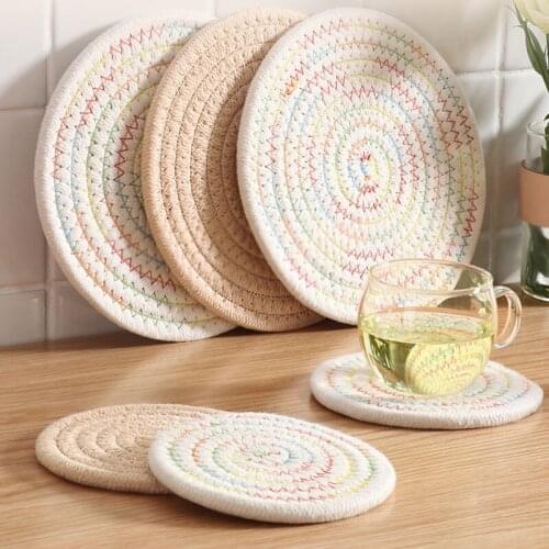 2Pcs/Set Nordic Dining Table Insulation Pad Round Western Food Placemat Non-Slip Anti-Scalding Bowl Mat Kitchen Accessories