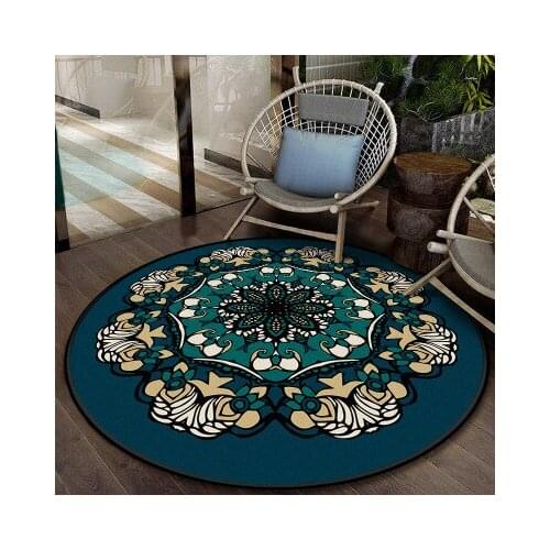 National Style Round Floral Parlor Bedroom Area Rug Prayer Mats Sofa Chair Mat Home Decoration Mandala Living Room Carpet