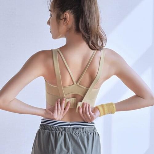 2021 Summer Shockproof Solid Sports Vest High Strength Fitness Running Cross Back Underwear Nylon Yoga Bra Tank Tops WX087