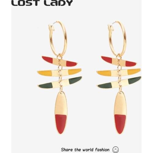 Lost Lady Multilayer Long Tassel Drop Earrings Vintage Goth Alloy Earrings for Women Jewelry Gift Female Accessories