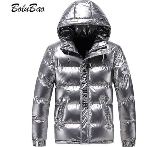 BOLUBAO Mens Bright Color New Beautiful Fashion Hooded Warm Cotton Jacket Thickened Winter Mens Parka Jacket