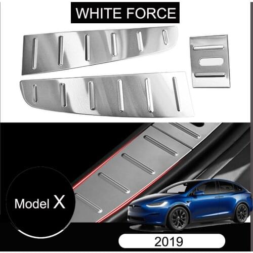 For Tesla Model X 2019 Rear Bumper Foot Plate Trunk Door Sill Guard Protector Cover Car Front Cover Guard Rear Trunk Sill Cover