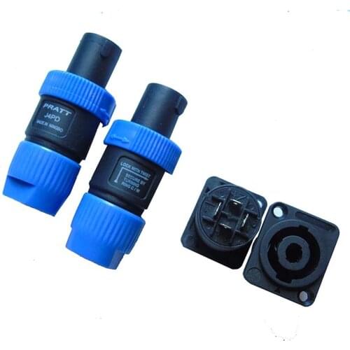 Wholesale 2 SET blue (2pcs Speakon 4Pin Male Plug +2PCS female) Compatible Audio Cable