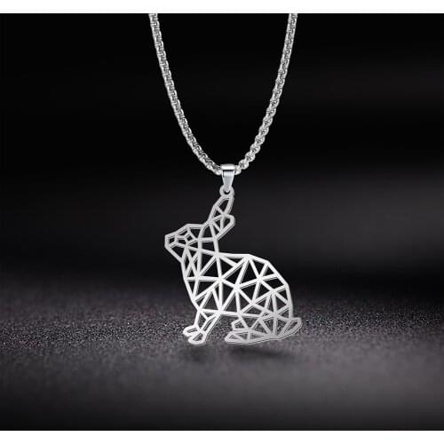 Myshape 316L Stainless Steel Jewelry Rabbit Tiger Leopard Wolf Fox Cat Tear Unicorn Stainless Steel Terrestrial Animal Necklace