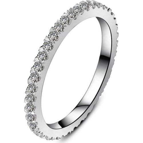 Genuine 0.55ct Bling Tiny Diamond Encrusted Diamond Band for Women White Gold Finish Solid Sterling Silver Band