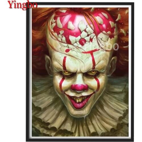 Full square/Round Diamond embroidery Horror clown Painting By Numbers diamond Painting Cross Stitch Rhinestone pictures Mosaic