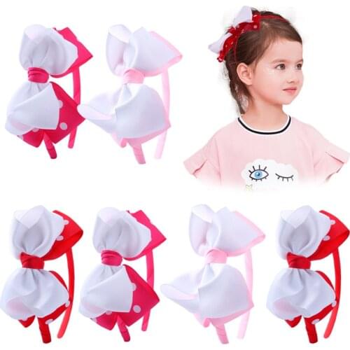 Meimile 1Pcs Sweet Girls Headband Pink Bowtie Knot Hairband For Kids Cute Handmade Hair Bands Party Hair Accessories Headwear