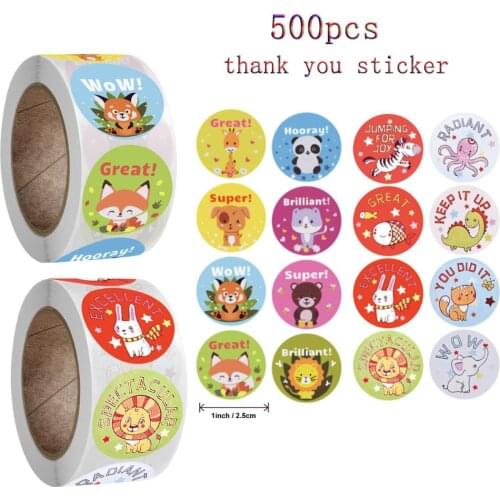 Qiduo 500pcs Sealing Stickers 500pcs Thank you Love Diary Scrapbooking Stickers Festival Birthday Party Gift Decorations Labels
