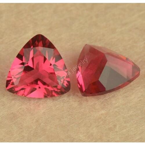 Sale 3x3~13x13mm 5A 3# Light Rose Red Color Gems Triangle Trillion Shape Cut Loose Lab Created Glass Stone Beads For Jewelry