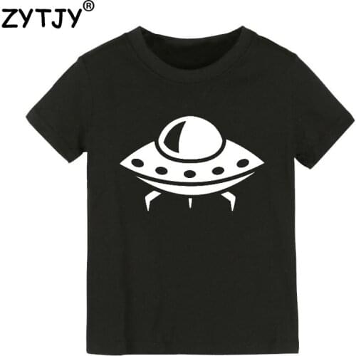 UFO Alien airplane Print Kids tshirt Boy Girl t shirt For Children Toddler Clothes Funny Top Tees Drop Ship Y-49