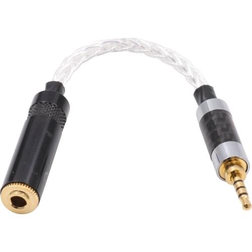 Carbon fiber 2.5mm Balanced Male to 3.5mm Stereo Female Earphone Audio Adapter Cable 10cm 1PC/Lot