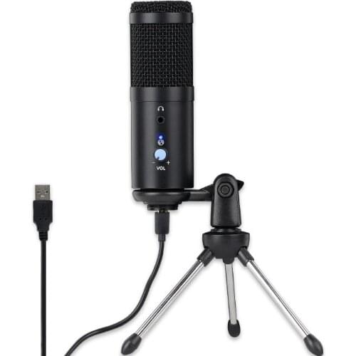 USB Microphone, Microphone with Metal Stand, PC Cardioid Adjustable Condenser Microphone for Gaming, Etc