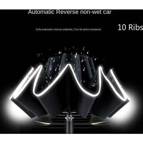 Windproof Automatic Folding Inverted Umbrella,10 Ribs Reverse Umbrella Large Double Rain Dual-Use Male Sun Female UV Umbrella