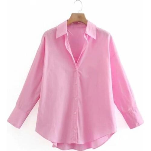 Summer Elegant Shirt Women Blouse Simply Candy Colorr Single Breasted Poplin Shirts Office Lady Long Sleeve Blouses Chemise Tops