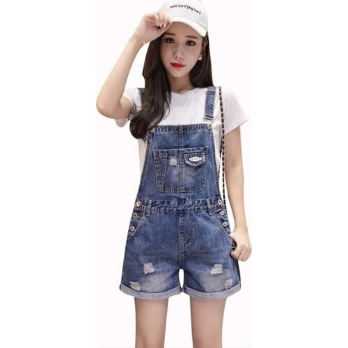 Denim fabric Destroy Wash rompers summer overalls women playsuits suspenders shorts jeans women overalls summer rompers Hole