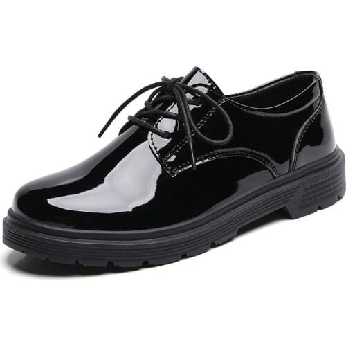 2021Spring Fashion Black Leather Shoes Women Up Flats Designer Shoes Women Derby Shoes Zapatos De Mujer