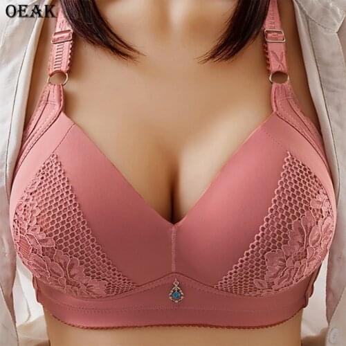 Plus Size Women Wire Free Bra Lace Sexy Bra Woman Push Up Adjustable Brassiere Femme Seamless Underwear Lady Comfortable Bras